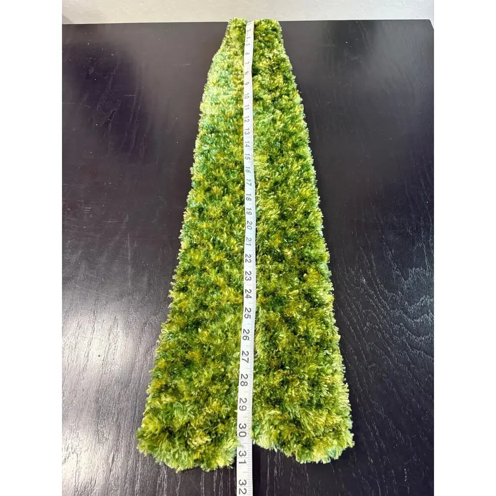 Apple Green Fuzzy Texture Crochet Warm Neck Scarf- Boho Y2K- eyelash yarn